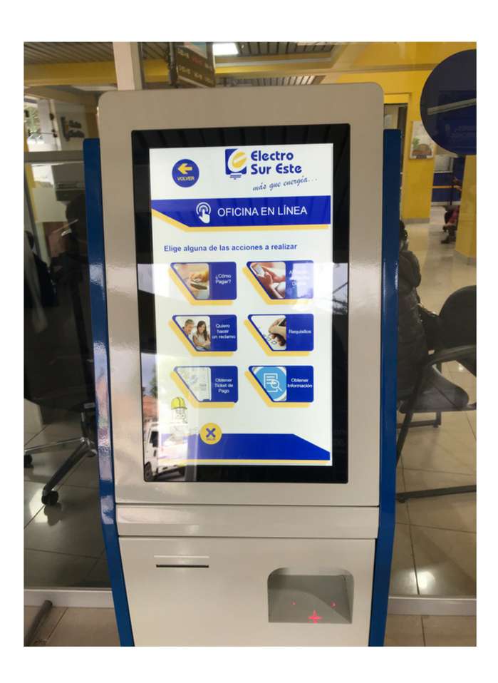 Interfaz de usuario del tótem táctil de autoatención desarrollado para Electro Sur Este en Cusco