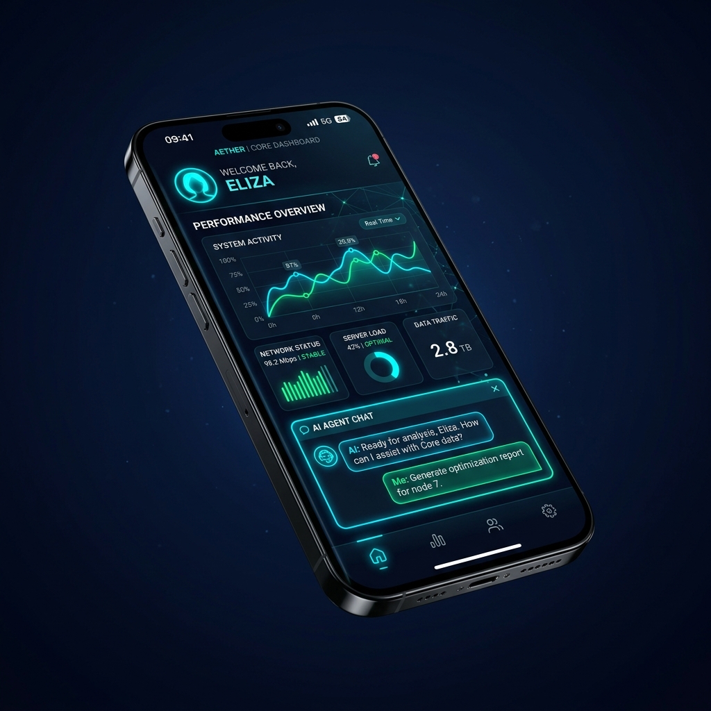 Mockup de aplicación móvil en smartphone diseñada por Jumper AI Lab